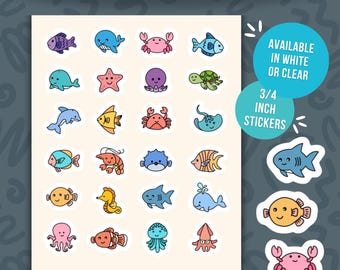 Mini Aquatic Planner Sticker Vinyl Sticker Cute Animal Aquarium Tropical Fish Small Stickers
