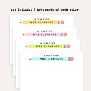 Personalized Teacher Stationery Set • Custom Name Flat Note Cards • Teacher Gift • Customized Notecards • Set of 12 immagine 2