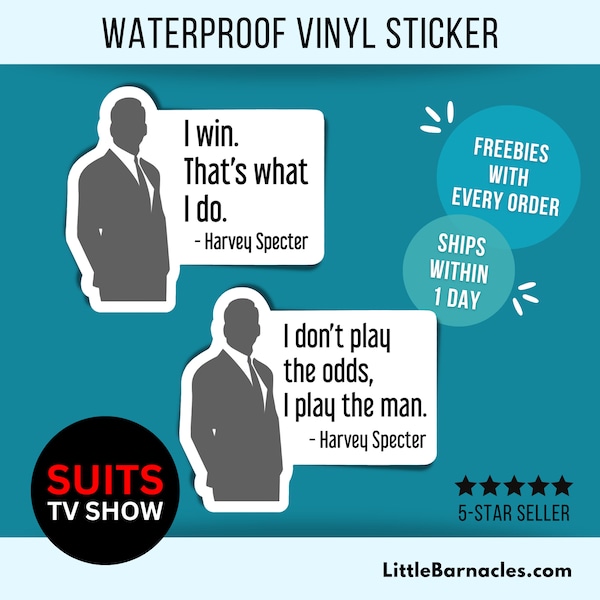 Harvey Specter Quote Sticker Suits TV Show Waterproof Vinyl Suits Fan Gift Lawyer Attorney Gift Law Student