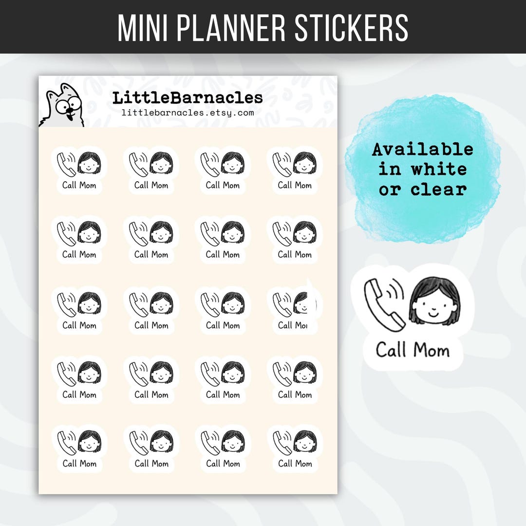 Call Mom Planner Stickers • Call Mom Reminder Icons • Family Phone Call ...