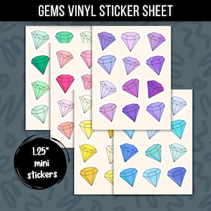 Mini Gemstone Sticker Sheet Waterproof Vinyl Cute Crystal Gem Small Sticker Laptop Water Bottle Journal Sticker