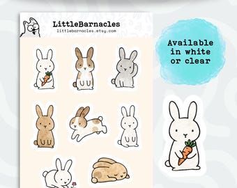 Mini Bunny Sticker Sheet • Cute Bunny Stickers • Waterproof Vinyl Rabbit Stickers • Small Bunny Laptop & Planner Stickers