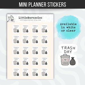 Trash Day Planner Sticker • Garbage Day Reminder • House Chore Sticker • Home Organization Label • Calendar Planner Sticker