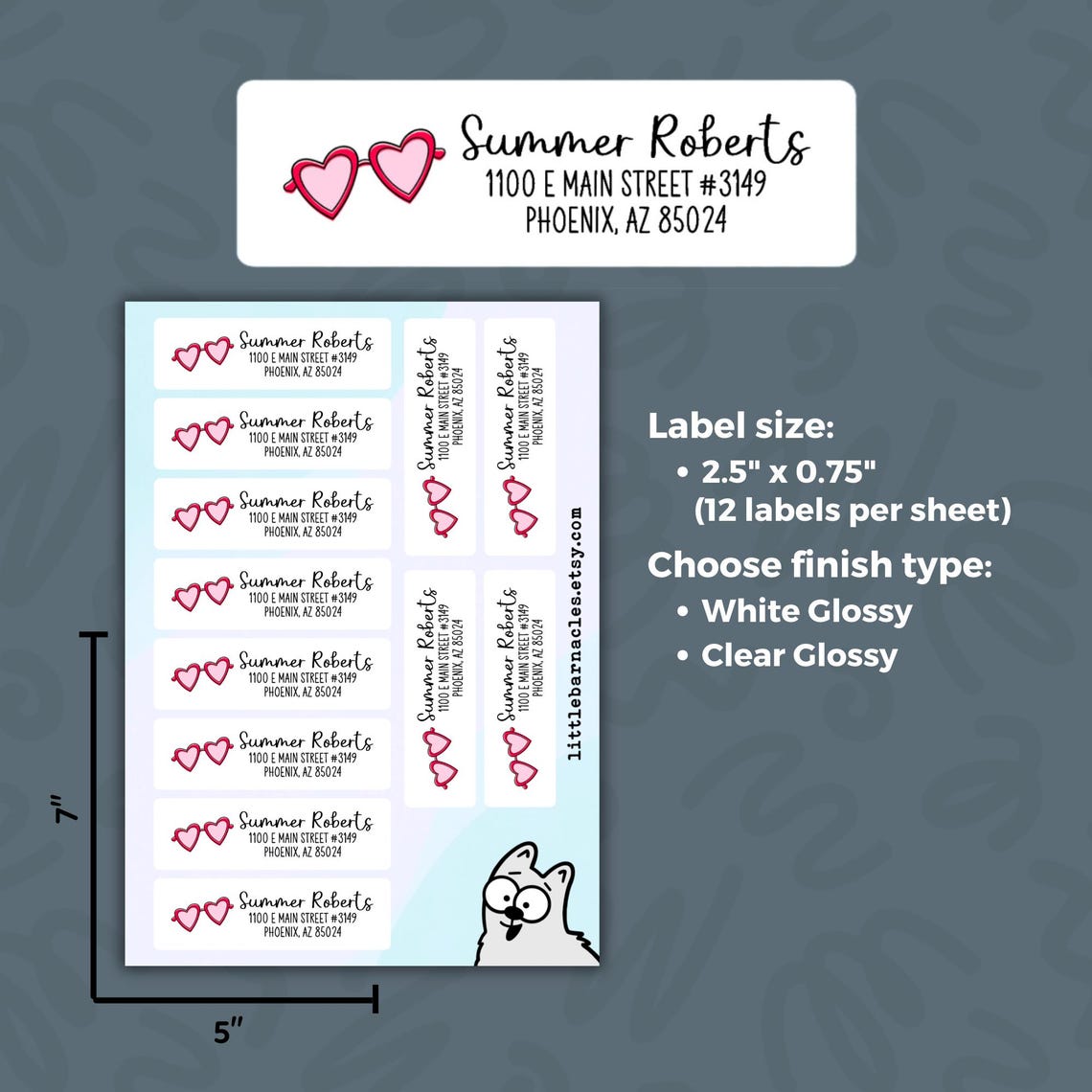 Custom Heart Glasses Address Labels • Personalized Return Address ...