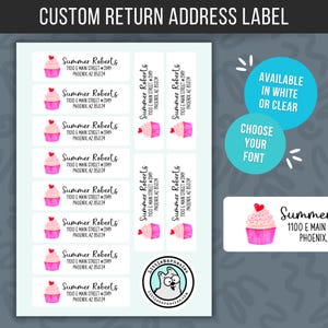 Custom Address Labels Return Address Labels Personalized Mailing Labels Return Address Sticker Customizable Address Label Pink Cupcake