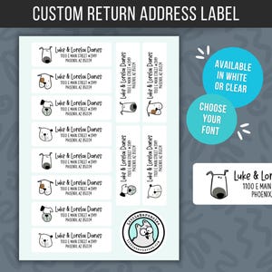 Custom Dog Address Labels Return Address Labels Personalized Mailing Labels Return Address Stickers Customizable Address Labels Cartoon Dogs