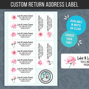 Custom Address Labels Return Address Labels, Personalized Mailing Label Return Address Sticker Customizable Address Set of 20 Pink Roses