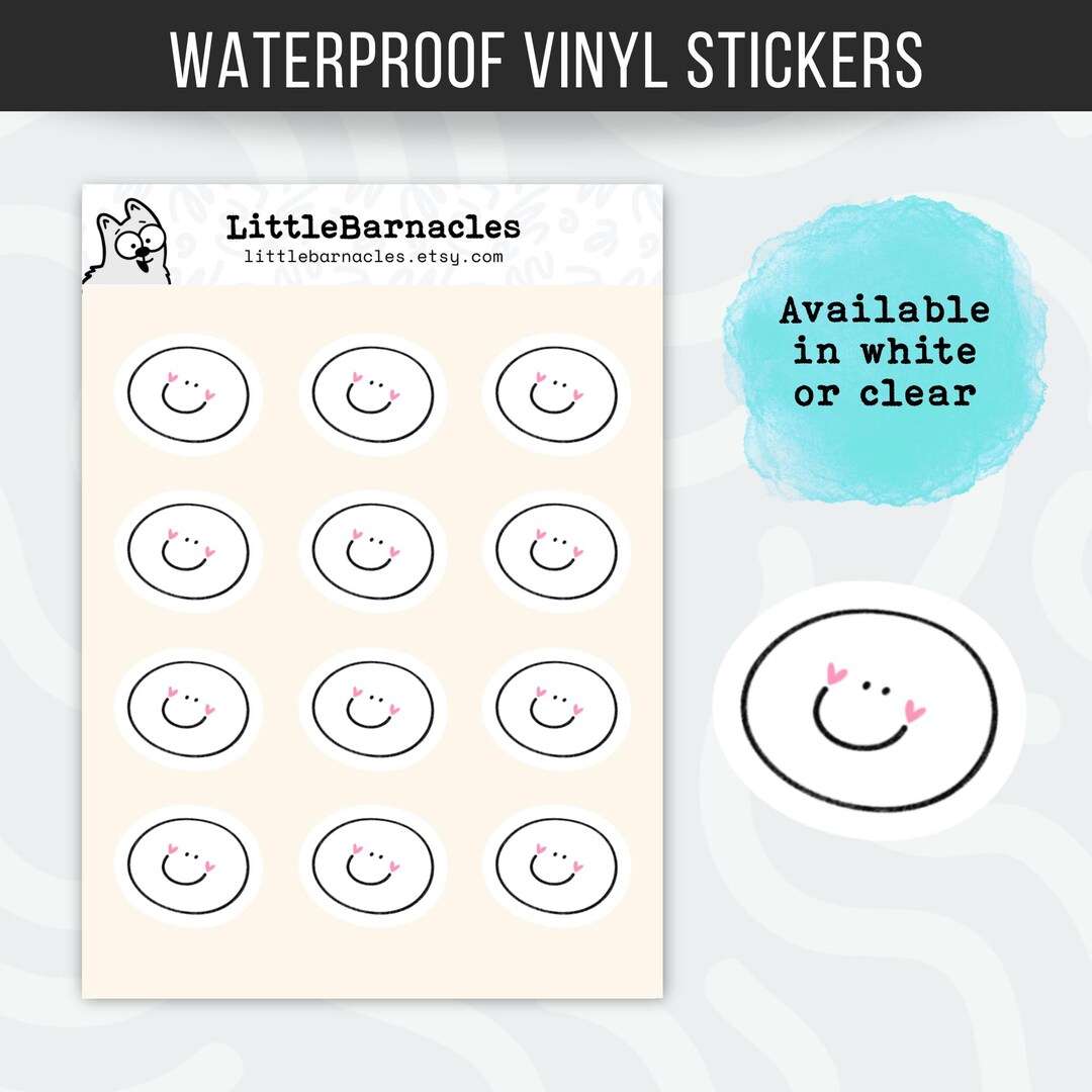 Mini Smiley Face Sticker Sheet • Cute Happy Face Stickers • Waterproof ...