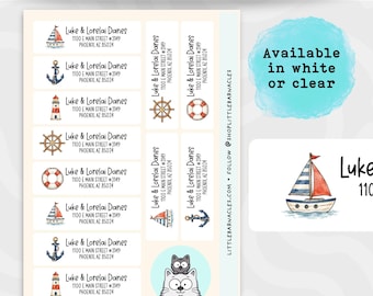 Custom Nautical Address Labels • Personalized Return Address Stickers • Coastal Mailing Labels • Beach Theme Name Labels