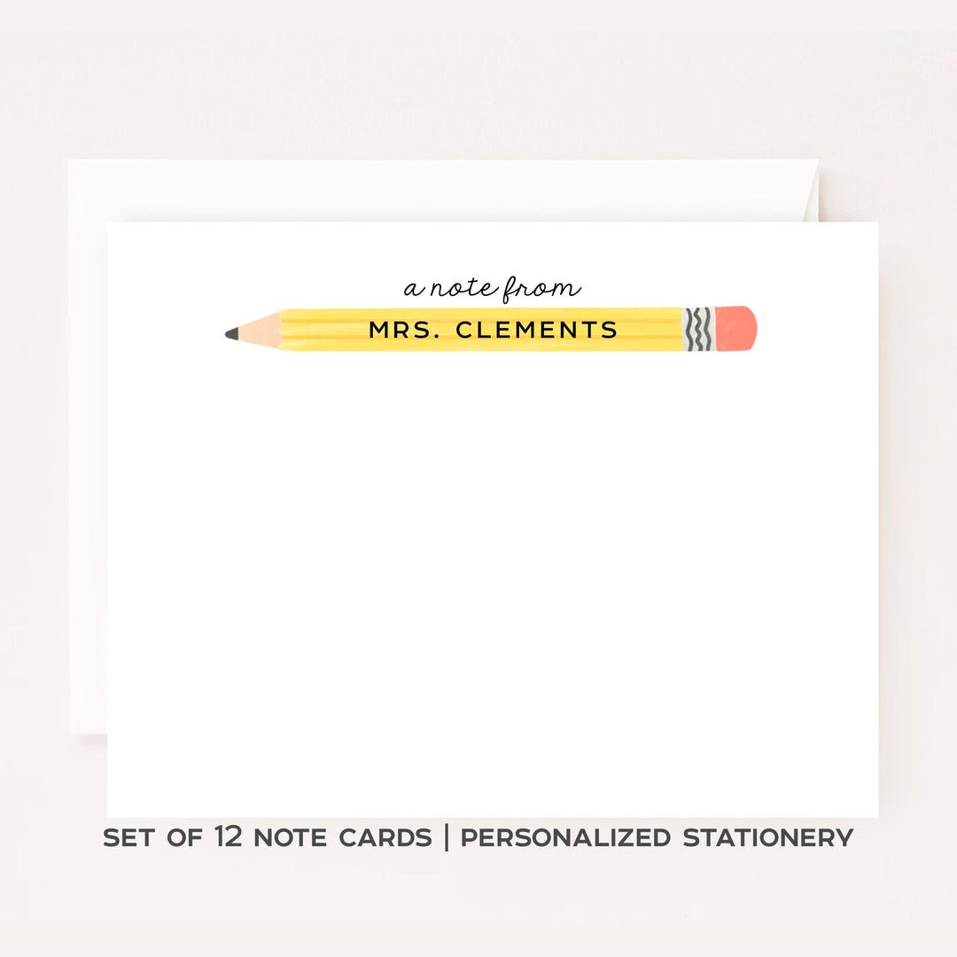 Personalized Stationery Set Custom Notecard Flat Note Card Teacher ...