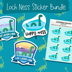 Loch Ness Monster Sticker Bundle For Nessie Lover Loch Ness Waterproof Vinyl Funny Cryptid Water Bottle Planner Sticker