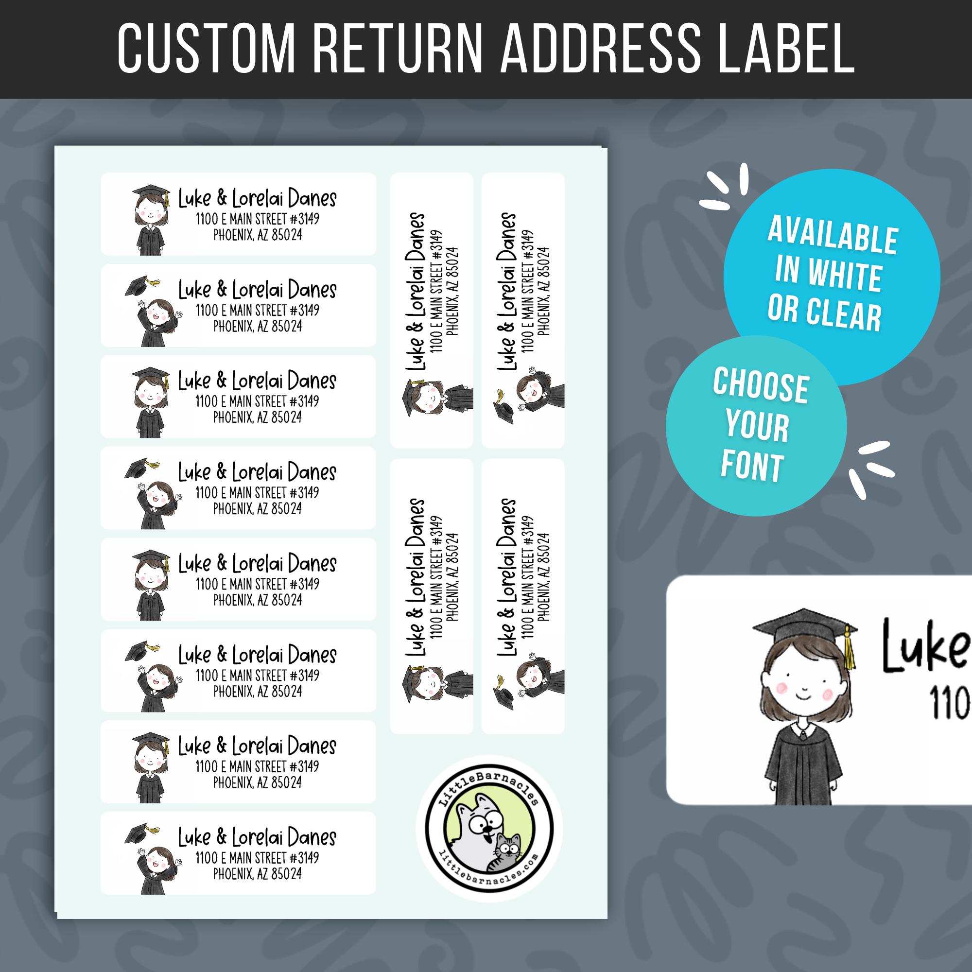 Grad Address Labels Custom Graduation Address Labels • Personalized Return Address Stickers ...
