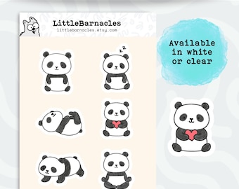 Mini Panda Sticker Sheet • Cute Cartoon Panda Vinyl Stickers • Waterproof Small Panda Decals • Laptop & Water Bottle Stickers