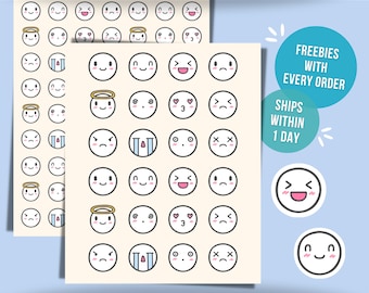 Mood Tracker Planner Sticker • Mood Journal Emoji Stickers • Mental Health Self Care • Therapy Planner Label • Mini Mood Stickers