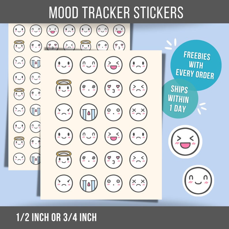 Mood Tracker Planner Sticker • Mood Journal Emoji Stickers • Mental ...