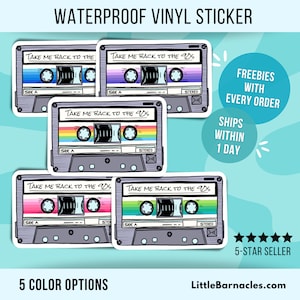 Mixtape Sticker Waterproof Vinyl  Retro Vintage Cassette Tape Sticker 1990s Nostalgia Water Bottle Journal Sticker
