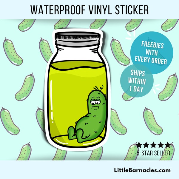 Last Pickle Sticker Waterproof Vinyl Funny Lonely Dill Pickle Food Joke Laptop or Water Bottle