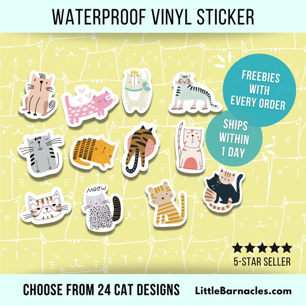 Mini Cat Stickers For Cat Lover Waterproof Vinyl Cat Mom Tiny Kitty Decal