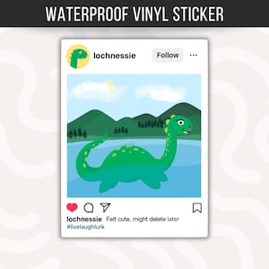 Instagram Loch Ness Sticker For Nessie Lover Loch Ness Monster Waterproof Vinyl Funny Cryptid Water Bottle Sticker