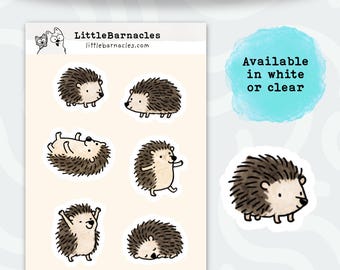 Mini Hedgehog Sticker Sheet • Cute Hedgehog Vinyl Stickers • Waterproof Hedgehog Decals • Small Animal Planner & Laptop Stickers