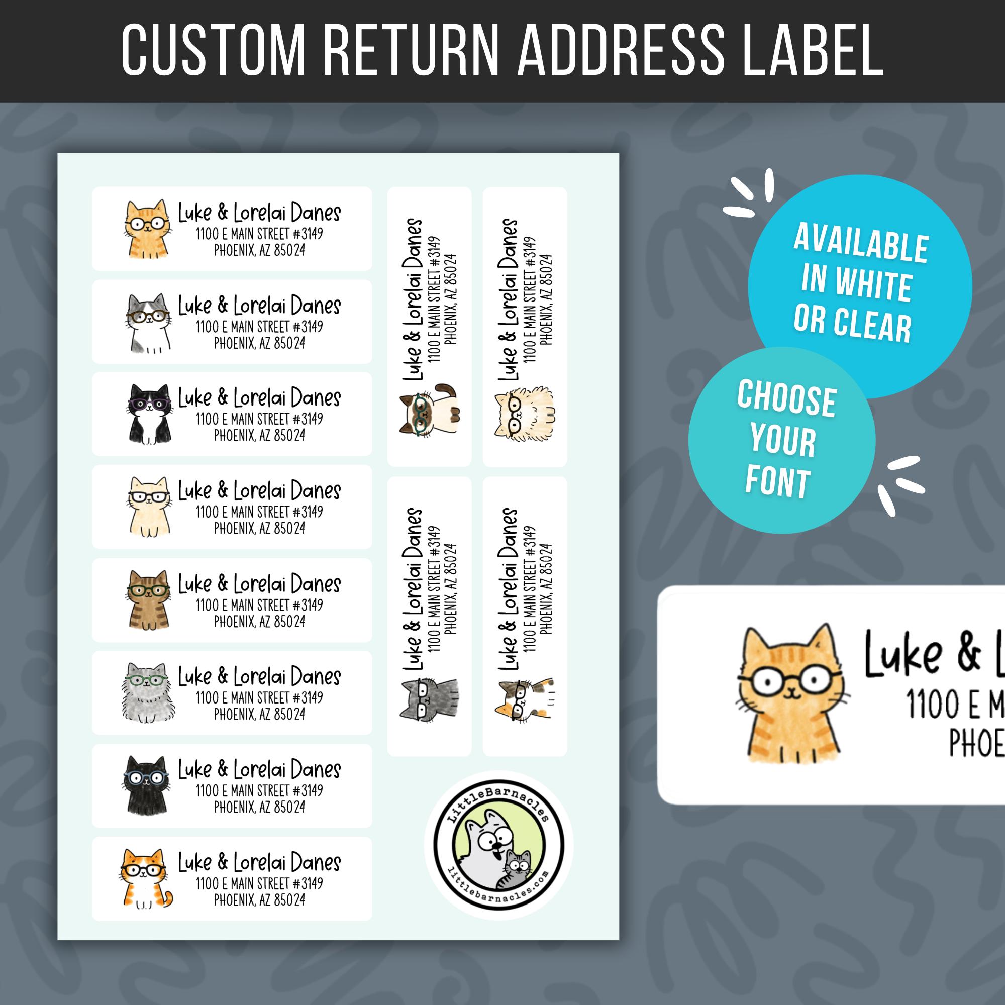 Cats With Glasses Return Address Labels • Personalized Mailing Stickers ...