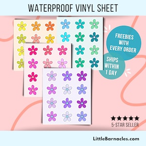 Mini Flower Sticker Sheet • Waterproof Vinyl Flower Stickers • Cute Tiny Floral Stickers • Small Botanical Decals