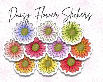 Daisy Flower Sticker Waterproof Vinyl Cute Floral Sticker Gardener Water Bottle Decal Gardening Journal Sticker