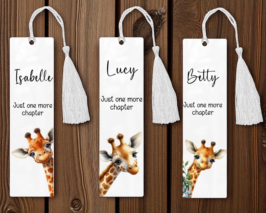 Keefe Bookmark Personalised Giraffe Bookmark, Aluminium Bookmark and Tassel. - Etsy