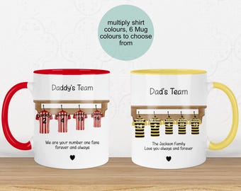 Daddy’s Team, Fathers’s Day mug. Mug and coaster set. Coloured mugs, Gifts for dad. Gifts for him, Fathers Day