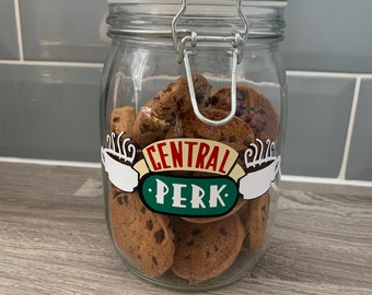 central perk kitchen cookie jar, storage jar,pasta, rice, tea, coffee, sugar canister