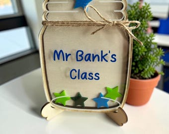 Personalised Teacher Classroom Reward Chart, Reward Jar, Behaviour tokens, star chart, Personalised Star Reward Jar. Children, Learning tool