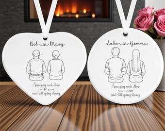 Personalised Line Art Couple Ornament – A Little Love & Laughter, Valentines day, couple gifts