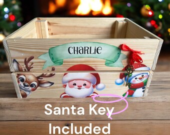 Christmas crate, Christmas eve crate, personalised Christmas Eve/Christmas crate, peeping Santa