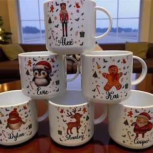 Personalised Christmas Children's unbreakable cups 6oz. Toddler cups Christmas cup. Christmas Eve box gift, plastic cups, 11oz available 画像 5