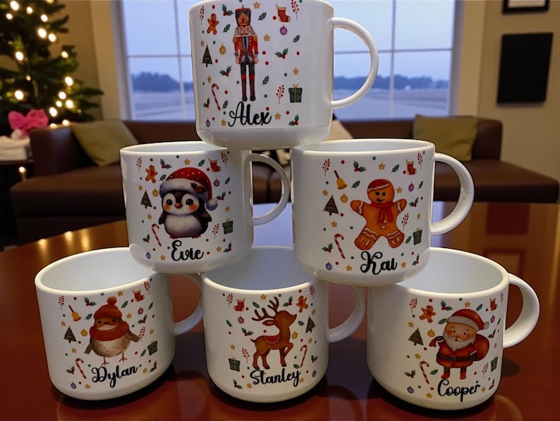Personalised Christmas Children's unbreakable cups 6oz. Toddler cups Christmas cup. Christmas Eve box gift, plastic cups, 11oz available 画像 5