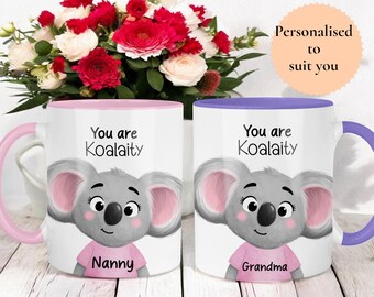 Personalised Koala Mug, Mothers Day Mug, Mothers Day Gift, Gift for Mum, Gift for Nan, Birthday Gift, Matching Coaster