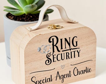 Ring Security Box - Personalised Ring Security Wooden Briefcase -Page Boy - Wedding Ring Wooden Bearer box -  Ring Bearer Gift