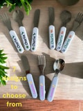 Personalised childrens cutlery set, toddler cutlery, weaning cutlery, toddler utensils, baby cutlery, Childrens dinnerware, polymer set