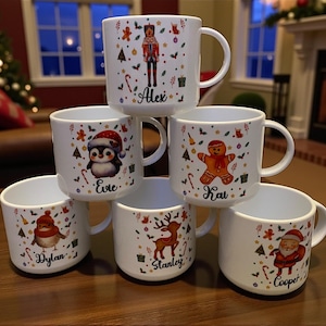 Personalised Christmas Children's unbreakable cups 6oz. Toddler cups Christmas cup. Christmas Eve box gift, plastic cups, 11oz available 画像 9