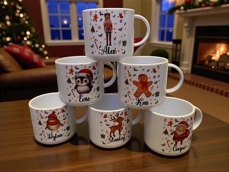 Personalised Christmas Children's unbreakable cups 6oz. Toddler cups Christmas cup. Christmas Eve box gift, plastic cups, 11oz available 画像 9
