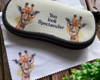 Giraffe glasses case and cloth