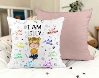 Children's Personalised Affirmation cushion.