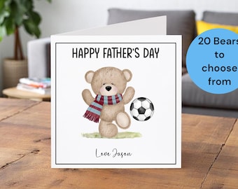 Personalised teddy bear card, Father’s Day, Birthday card, Greeting cards, 20 bear designs, 2 sizes to choose from.