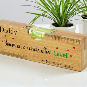 Personalised Wooden Spirit Level and Bottle Opener - Fathers Day - Gifts for Dad - Gifts for Grandad