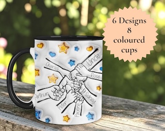 Personalised Holding Dad Hand Mug - Gift for him, Gift for Dad and Children, Gift for grandad, Grandchildren, 6 designs 8 mug colours,