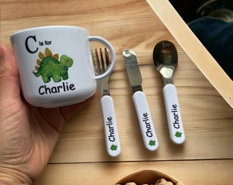 Personalised childrens cutlery set, toddler cutlery, weaning cutlery, toddler utensils, baby cutlery, Childrens dinnerware, polymer set