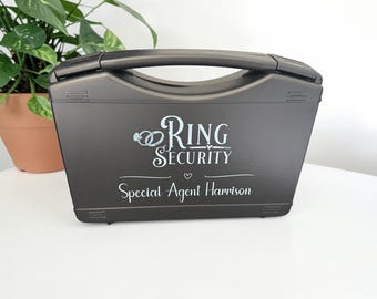 Ring Security Box - Personalised Ring Security Black Briefcase -Page Boy - Wedding Ring Bearer box -  Ring Bearer Gift
