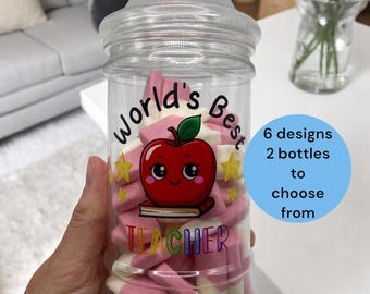Teacher gift, thank you teacher, fillable sweet jars and bottles. end of term gifts