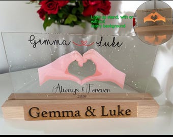 Personalised couples gift, Holding hands, Light up plaque, couples gift, wedding gift, gift for him, gift for her, valentines day, Christmas