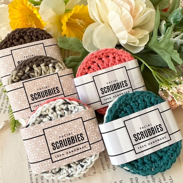 Crochet Face Scrubbies. 3 or 9 pcs. 100% Cotton. Washable Crochet Face Scrubber. Eco friendly makeup remover. Cotton Facial Rounds.